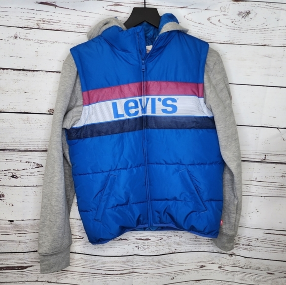 Levi's 2fer Blue Gray Puffer‎ Jacket